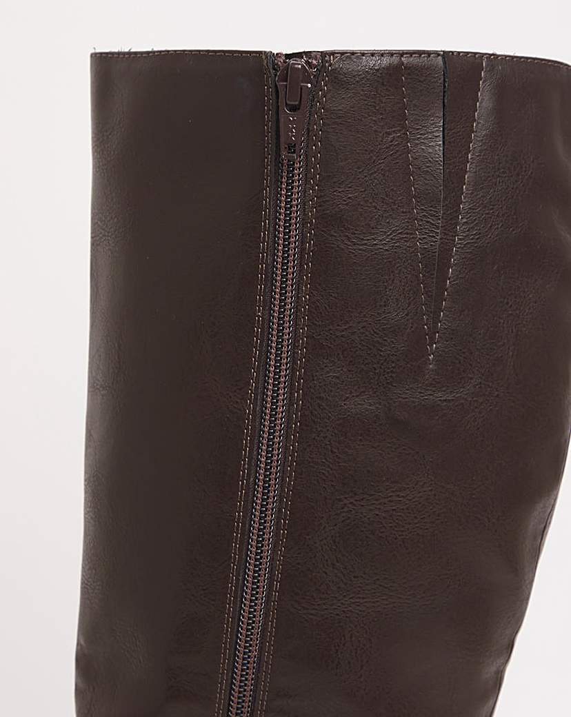 Buckle Detail Knee High Boots Wide SC