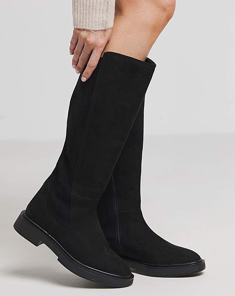 Stretch Back Knee High Boots Ex Wide