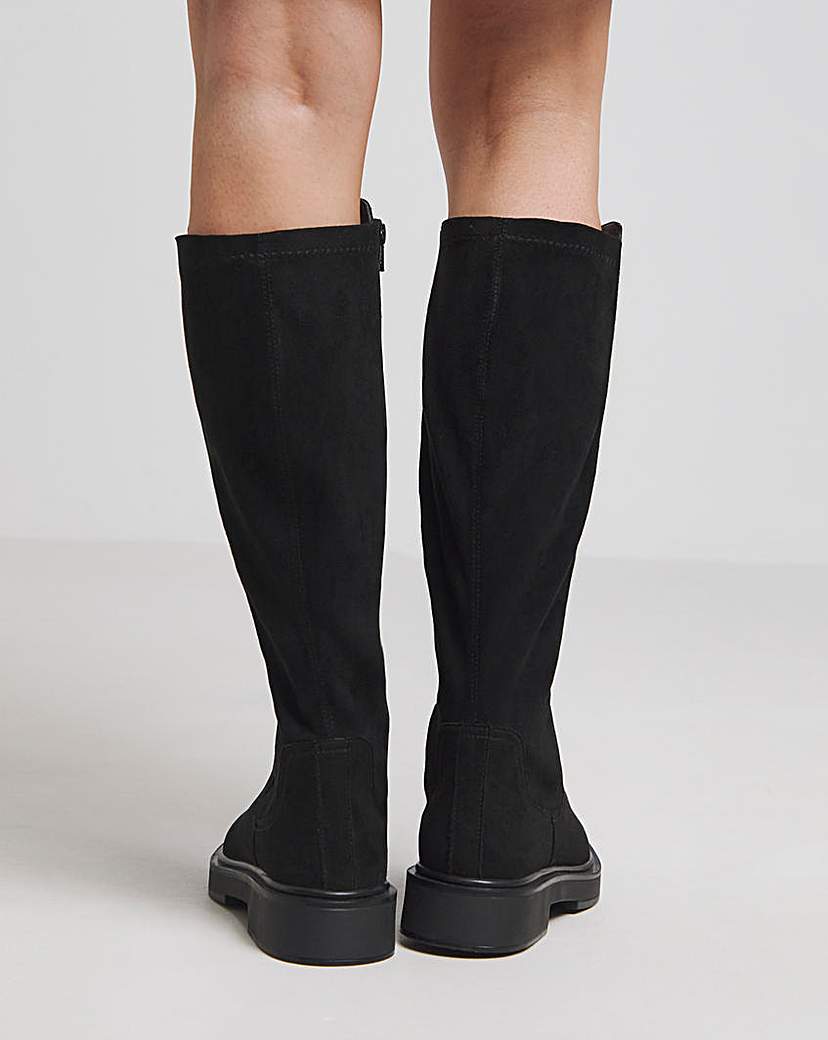 Stretch Back Knee High Boots Ex Wide