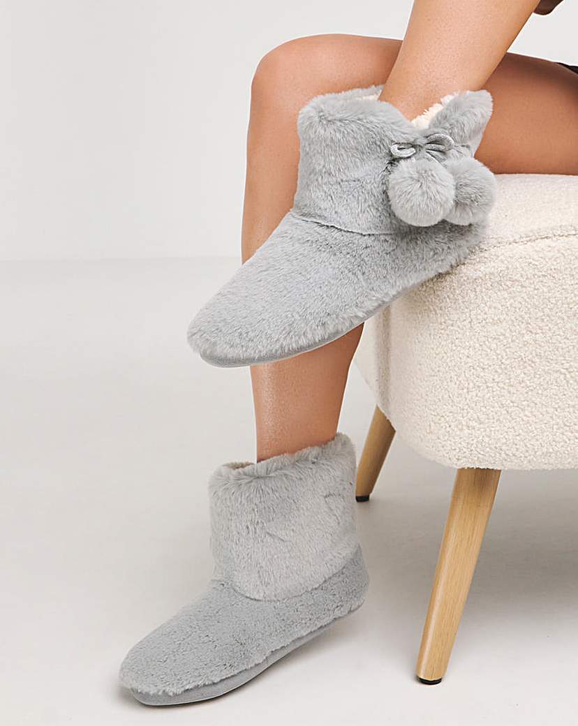 Fluffy Slipper Boots Wide Fit