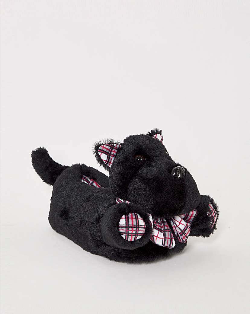 Image of Scotty Dog Novelty Slippers Wide Fit