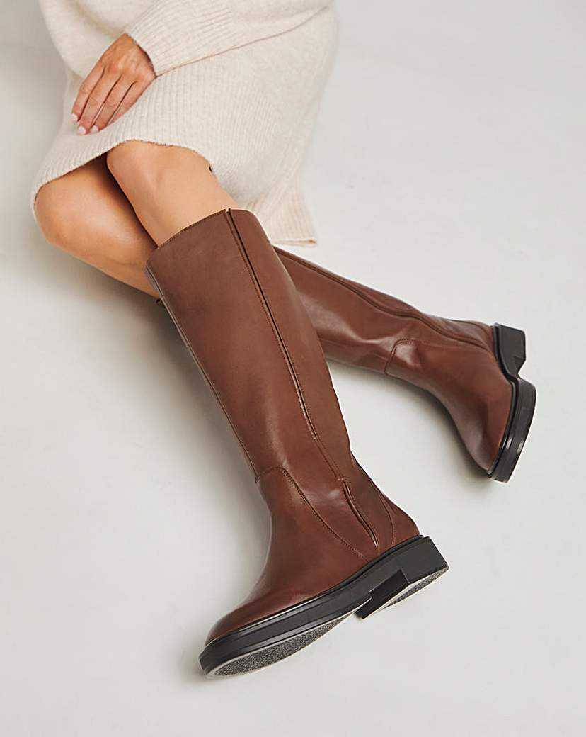 Knee High Flat Stretch Boots Wide Curvy