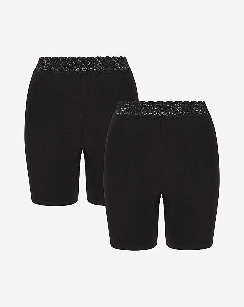 2 Pack Cotton Comfort Lace Trim Shorts