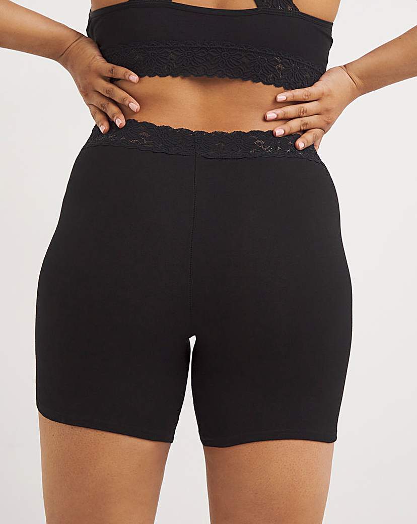 2 Pack Cotton Comfort Lace Trim Shorts