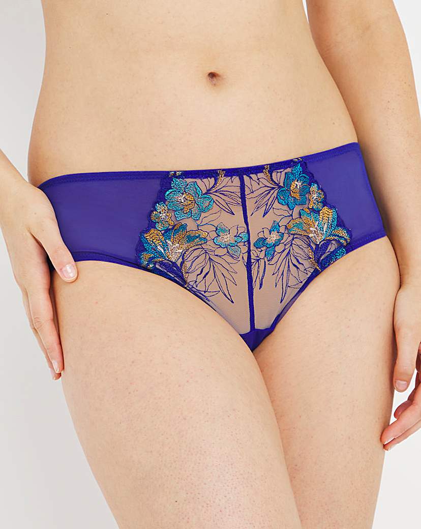 Contemporary Embroidery Blue Midi Brief