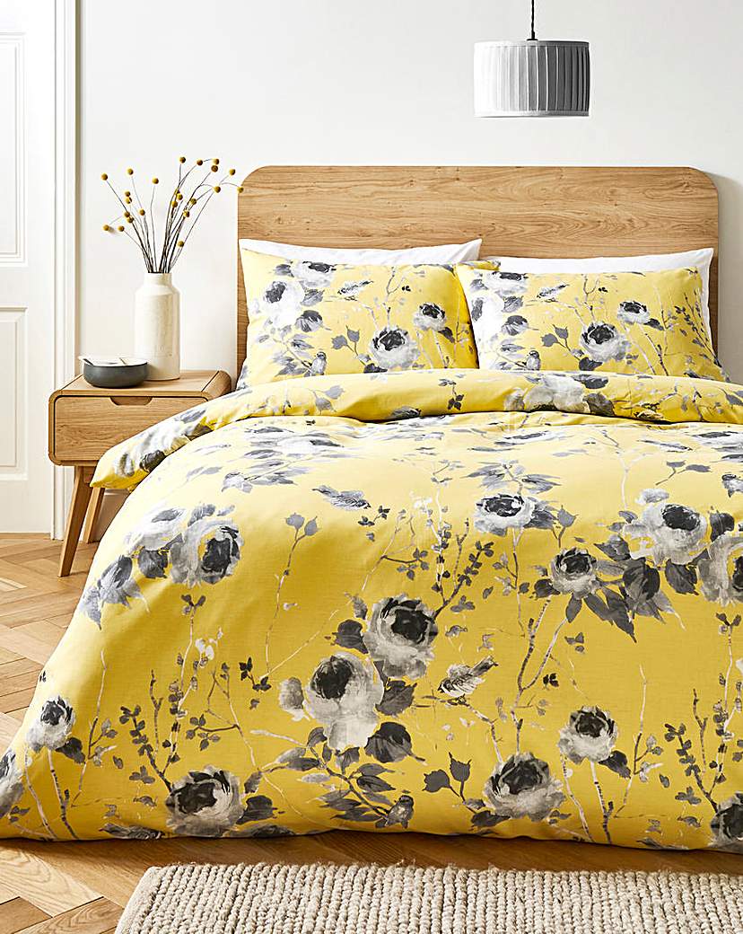 Blissful Bird Duvet Cover Set - Ochre