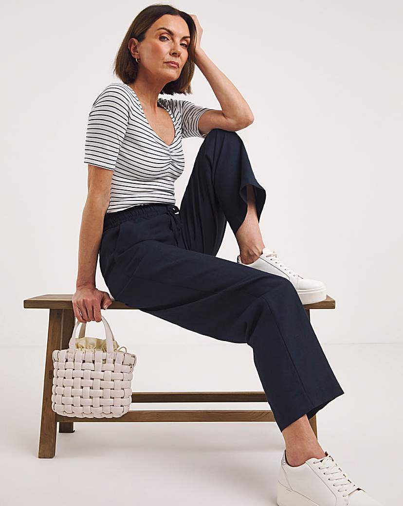 Easy Care Linen Mix Straight Leg Trouser