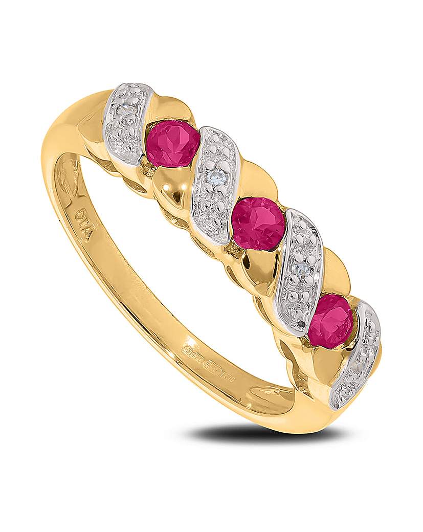 9ct Gold Ruby and Diamond Dress Ring