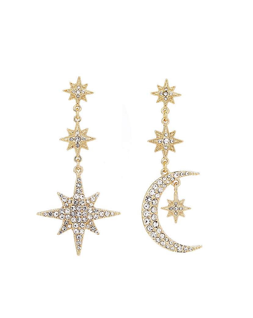 Mood Gold Stars And Moon Drop Earrings