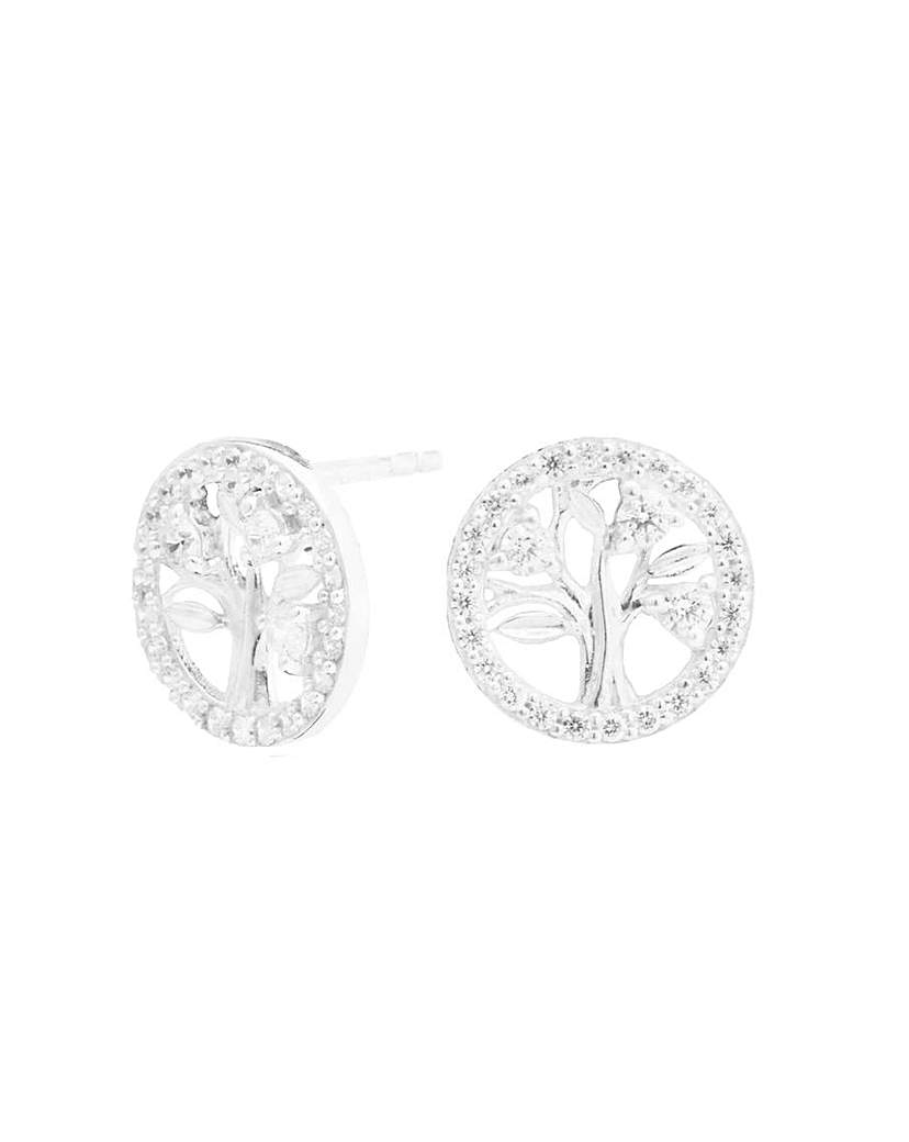 Simply Silver Tree Of Love Stud Earrings