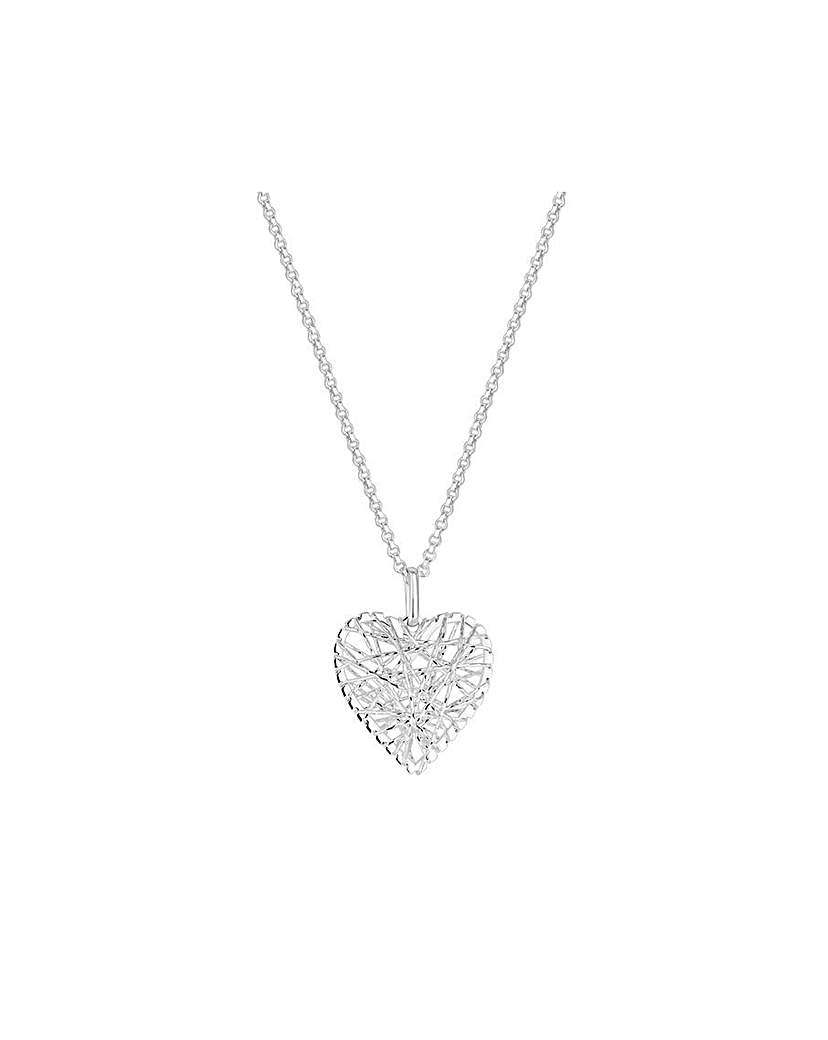 Simply Silver Diamond Heart Necklace