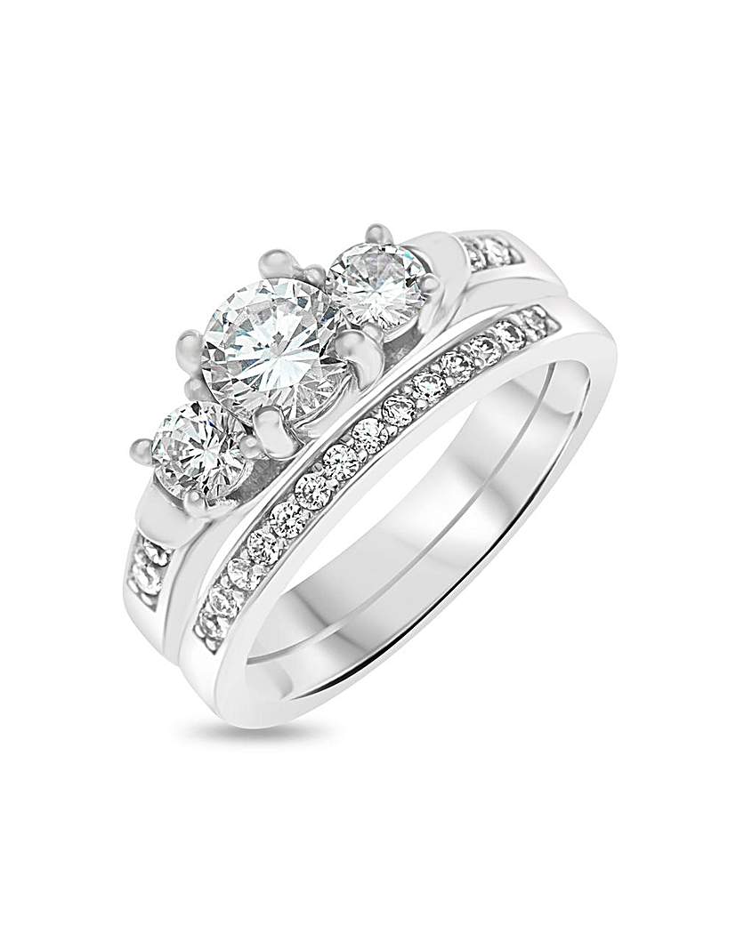 Sterling Silver CZ 2 Piece Bridal Set