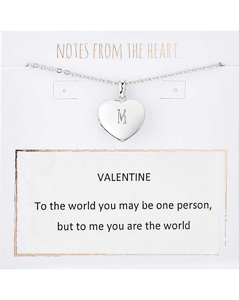 Valentine Heart Initial Pendant - Rhodium