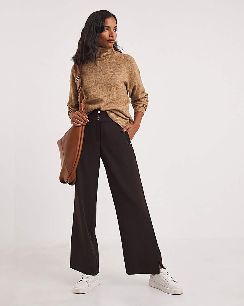 Straight Leg Twill Crepe Trouser