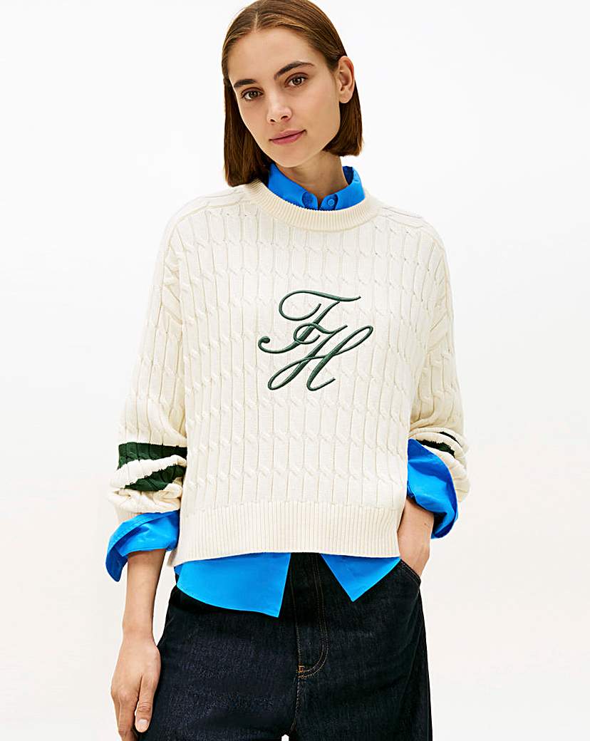 Tommy Hilfiger Women's Jumper - Cable Knit - Cream - L