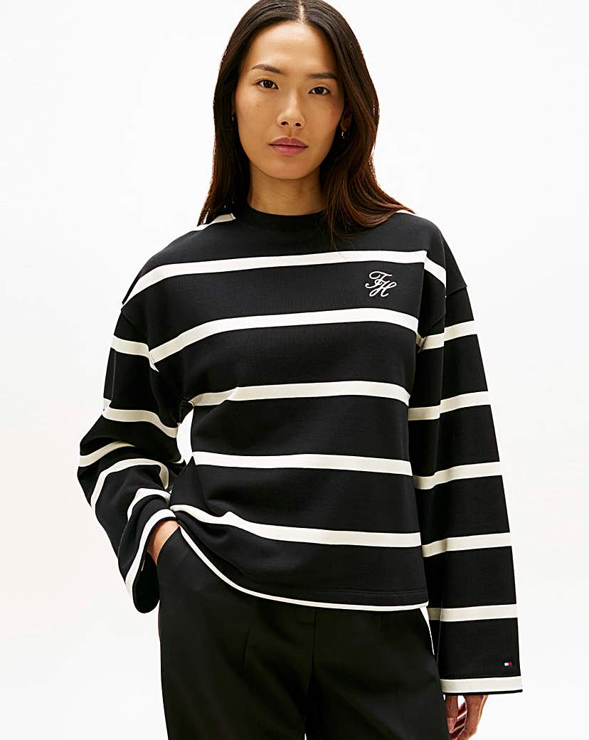 Tommy Hilfiger Black Script Terry Sweatshirt - Medium