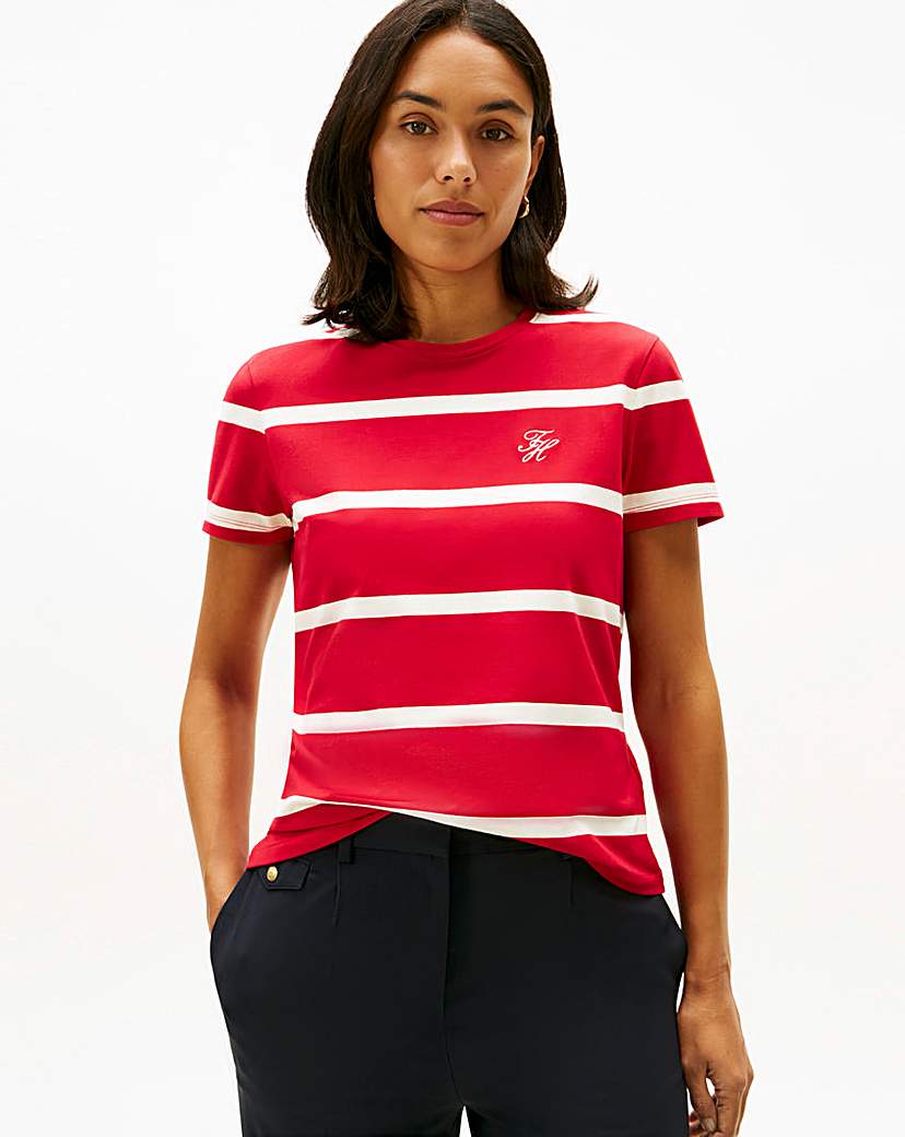Tommy Hilfiger Red Script Crew Neck T-Shirt - : Small