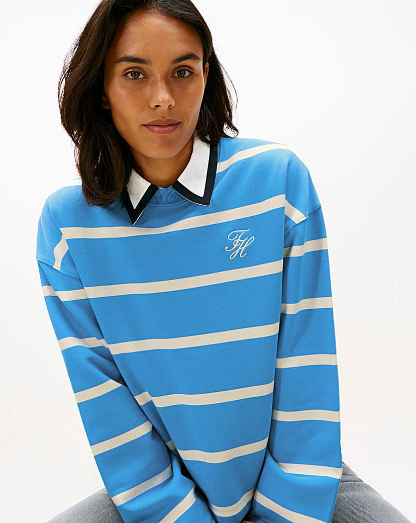 Tommy Hilfiger Blue Script Terry Sweatshirt - Medium