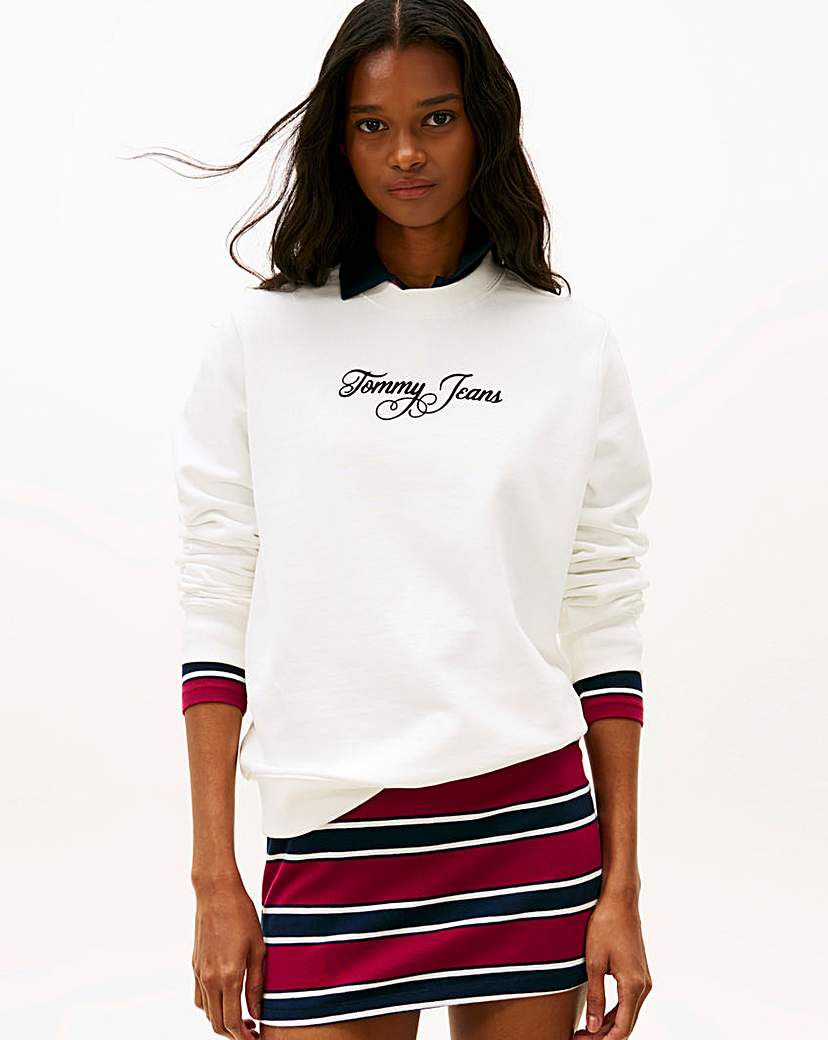 Tommy Jeans Ecru Logo Crew Sweatshirt - 6XL