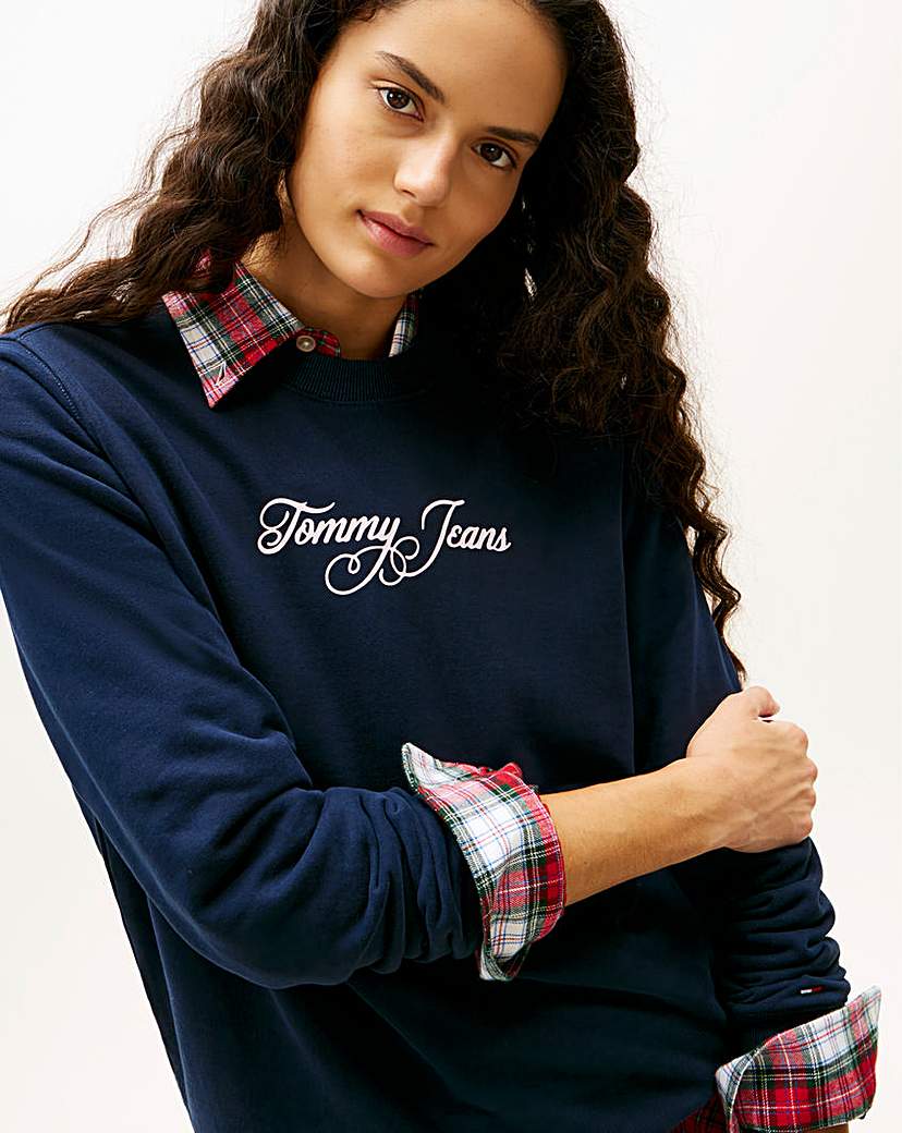 Tommy Jeans Navy Logo Crew Sweatshirt - 2XL