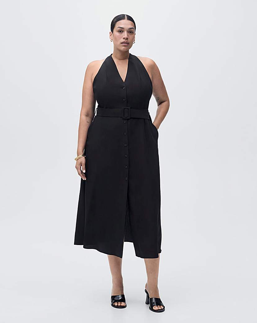 New In - Mango Collared Belted Midi Dress