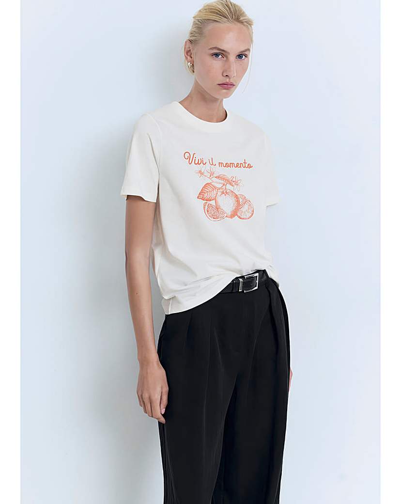 New In - Mango Graphic Orange T-Shirt