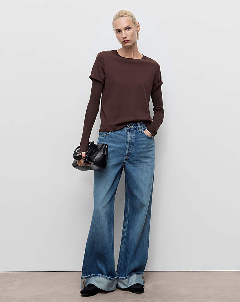 New In - MANGO WIDE LEG TURNED HEM JEANS
