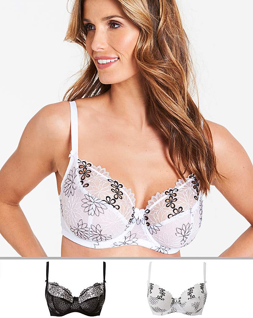 Image of 2Pk April Floral Embroidery Full Cup Bra