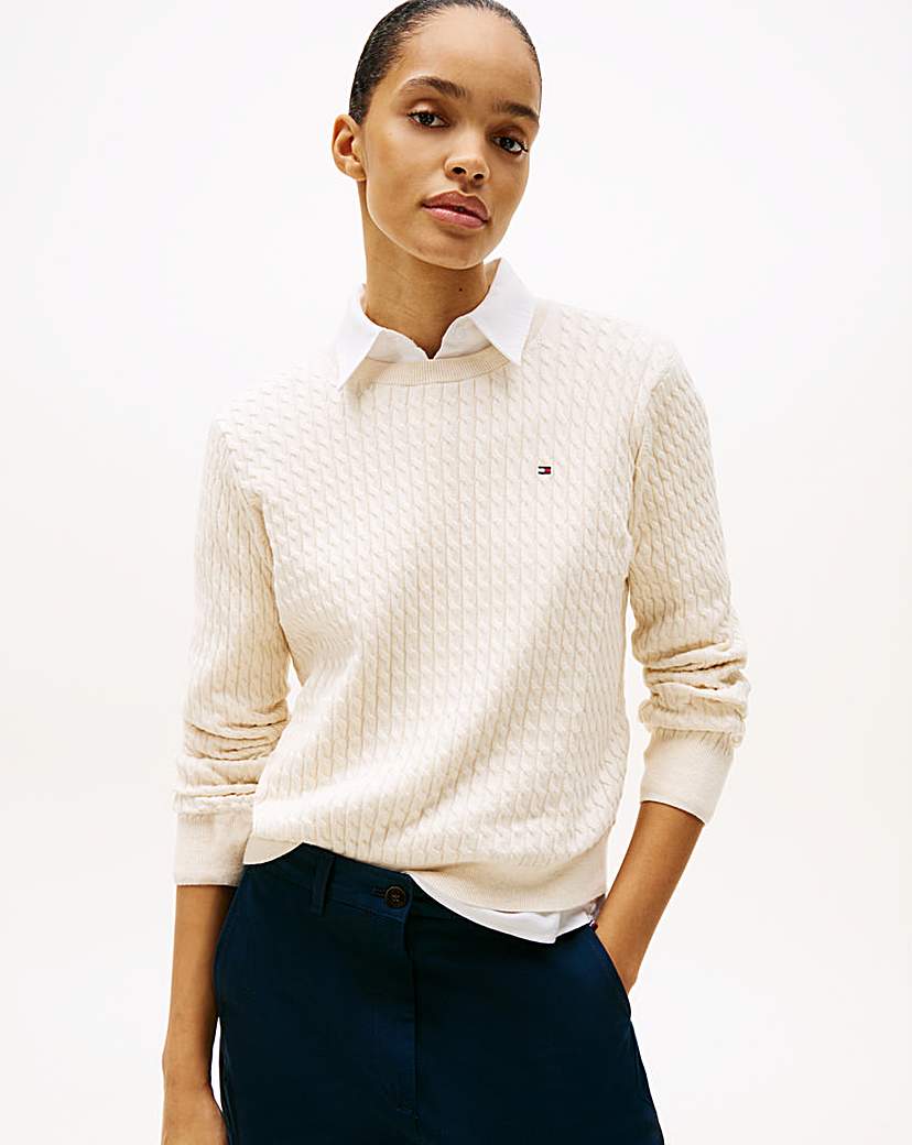 Tommy Hilfiger Cream Cable Knit Sweater - Extra Small
