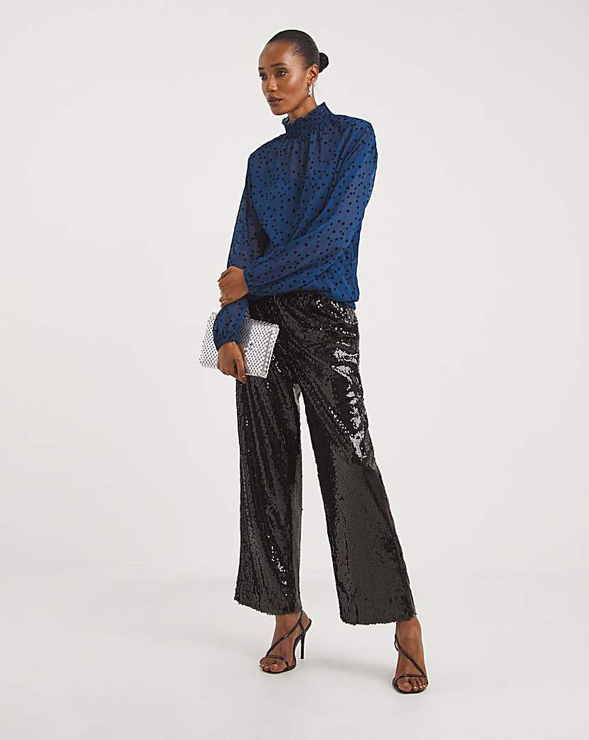 Black Sequin Straight Leg Trouser