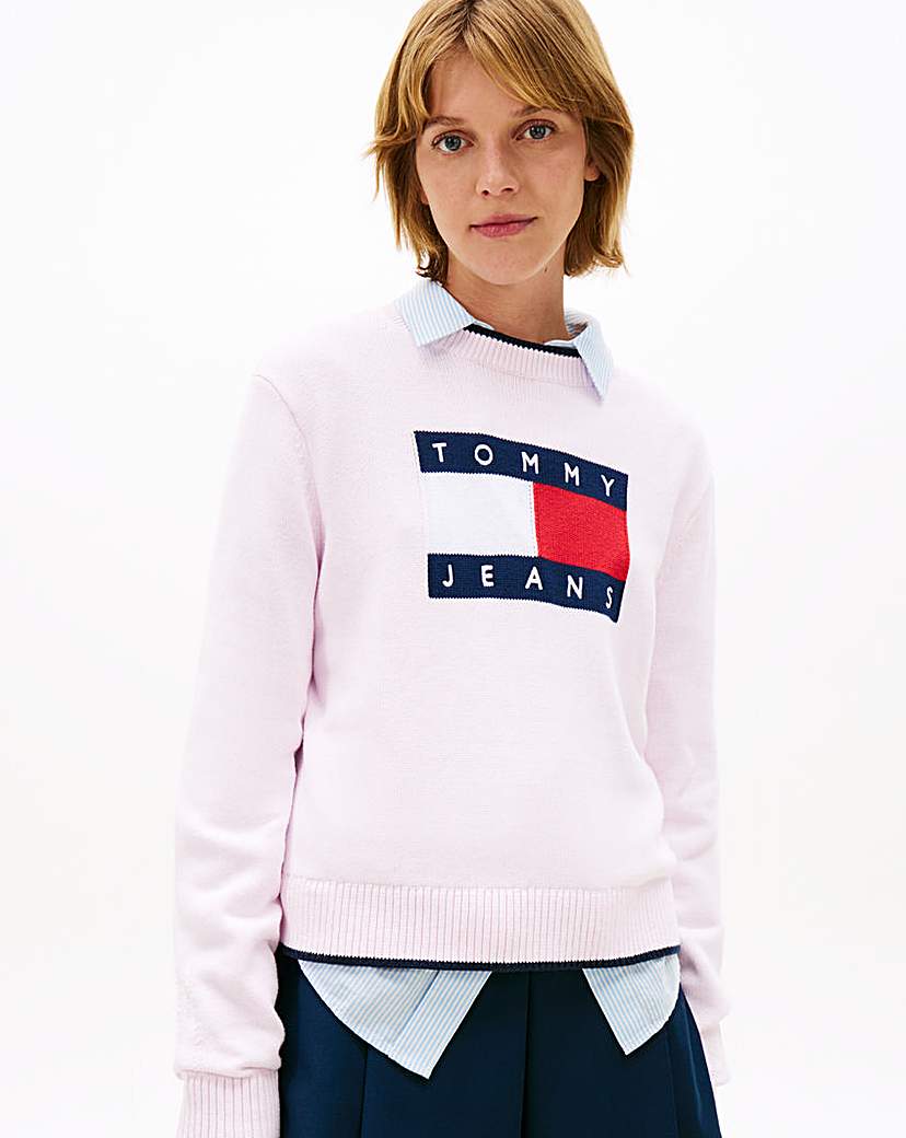 Tommy Jeans Women's Pink Flag Sweater 3XL