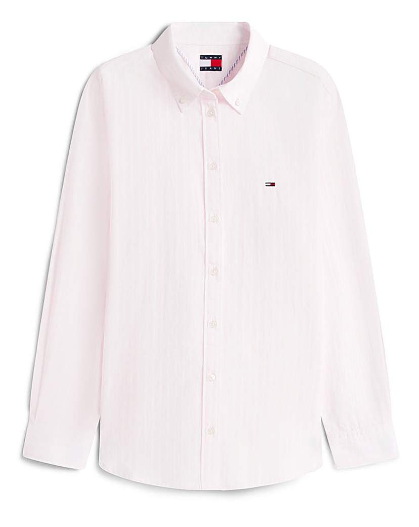 Tommy Jeans Women's Pink Poplin Shirt Medium