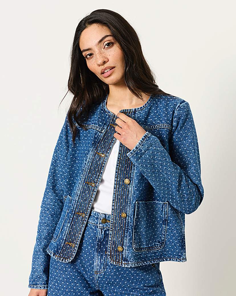 Fatface Women's Blue Denim Maeve Jacket Size 14