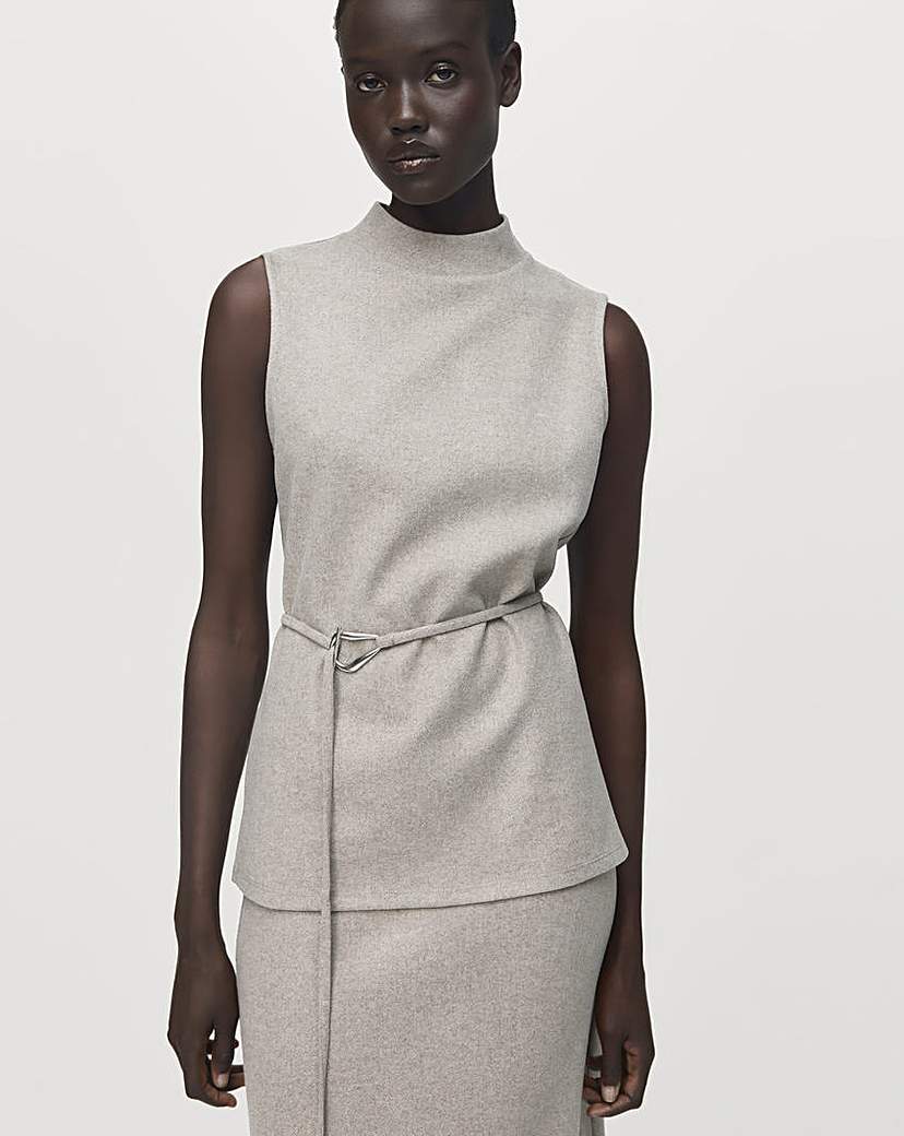 Mango Grey Sleeveless Peplum Top - Xxl