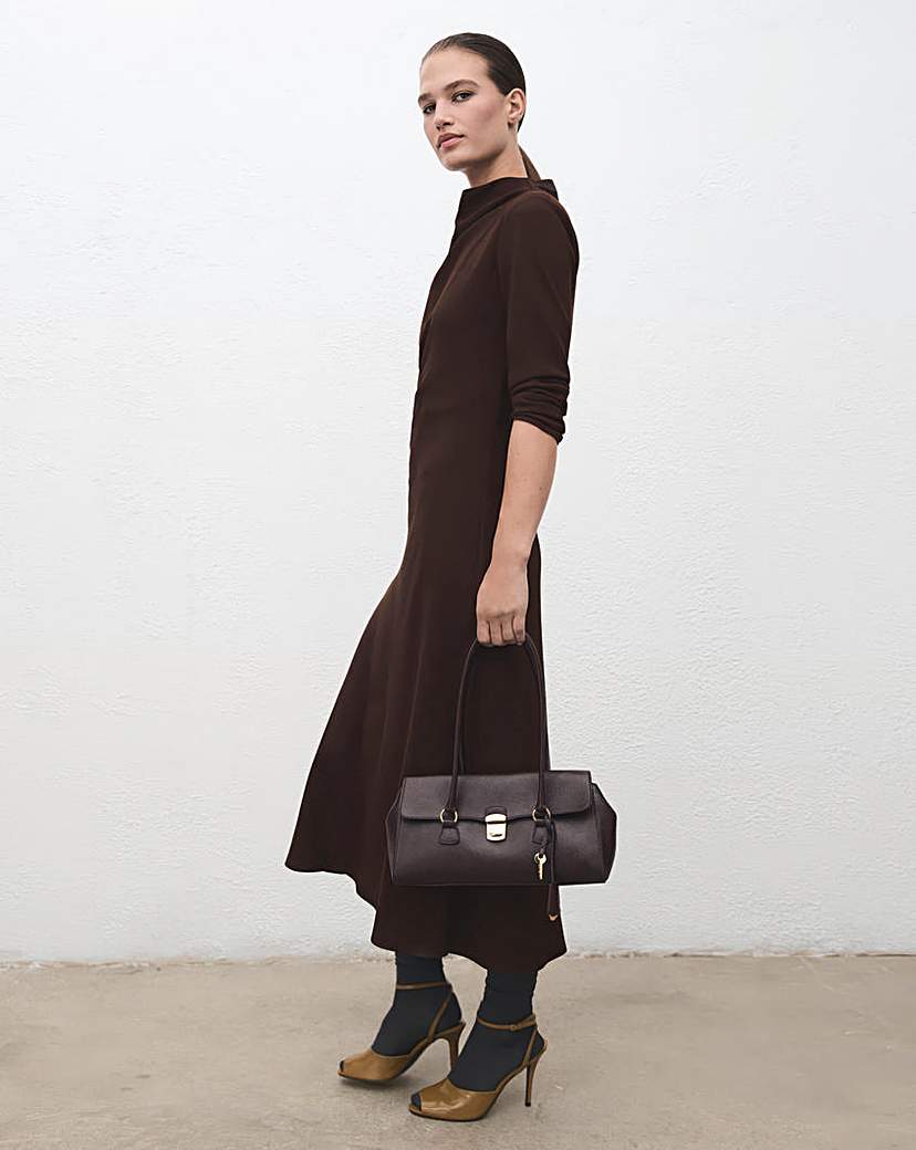 Mango Draped Neck Midi Dress
