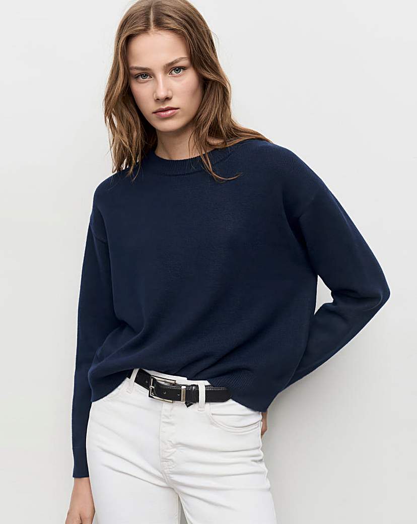 Mango Navy Crew Neck Sweater - Small