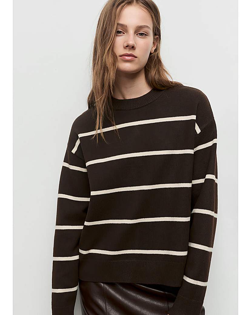 Mango Dark Brown Stripe Sweater - Extra Large