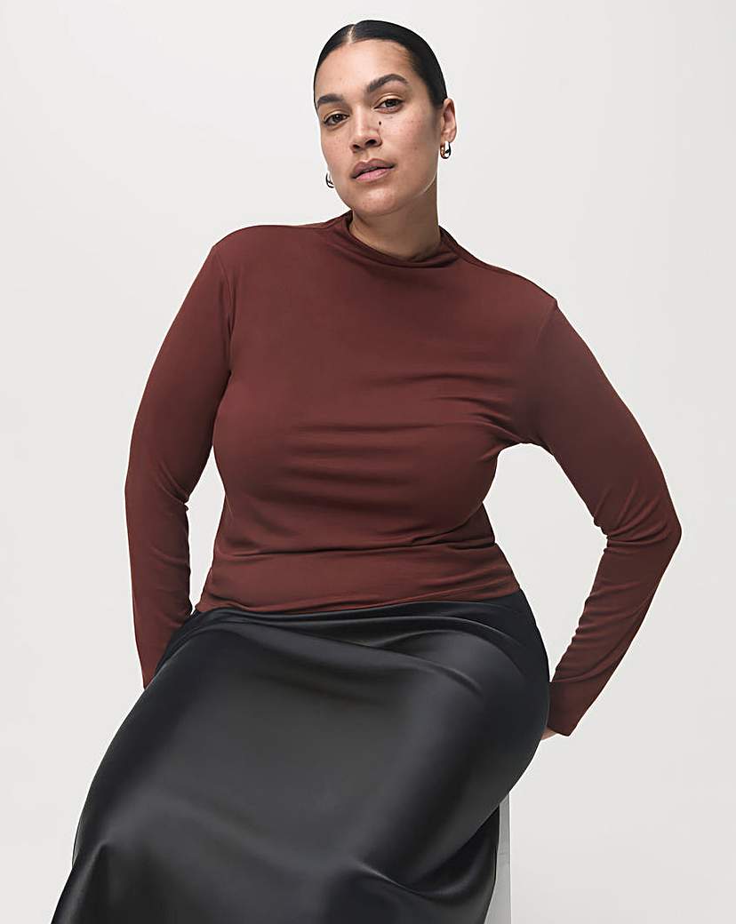 Mango Women's Brown Long Sleeve T-Shirt 1XL