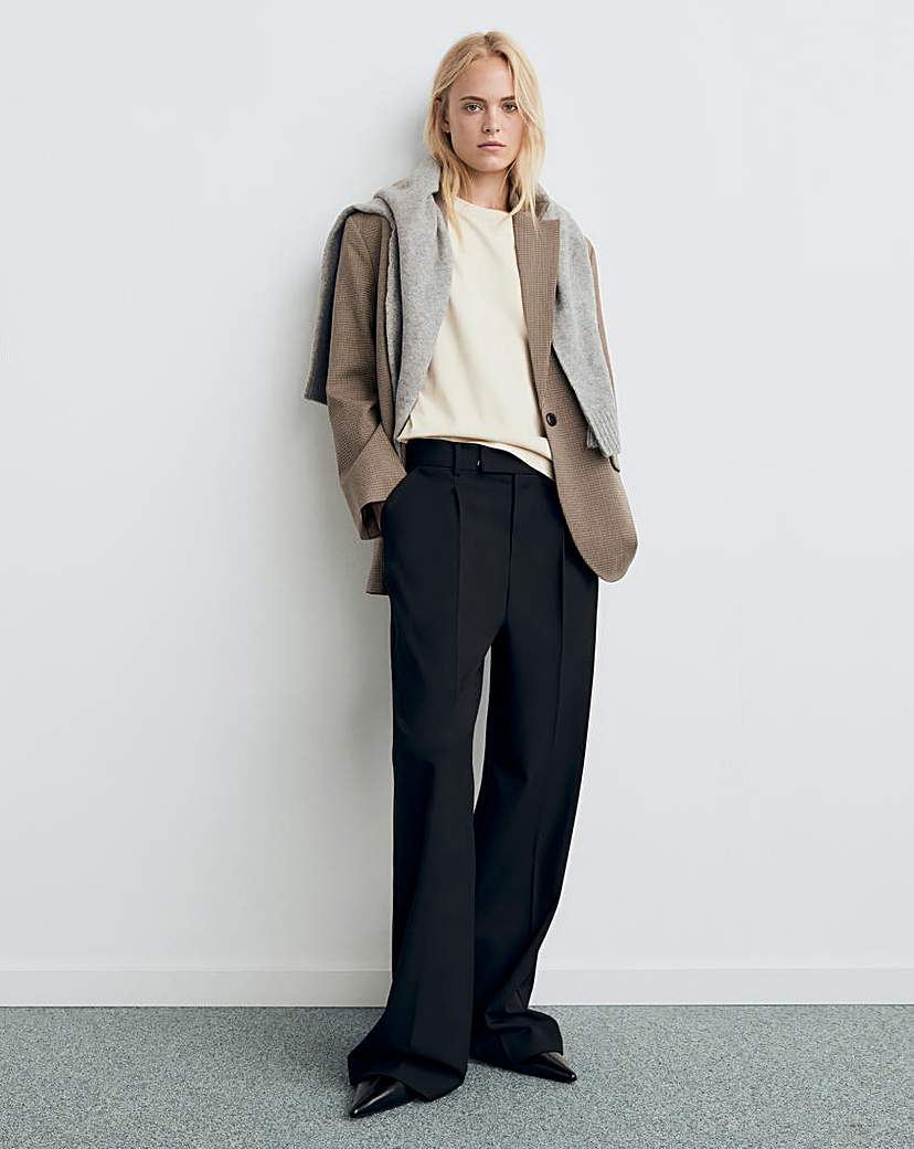 Mango V-Neck Micro Check Staple Blazer