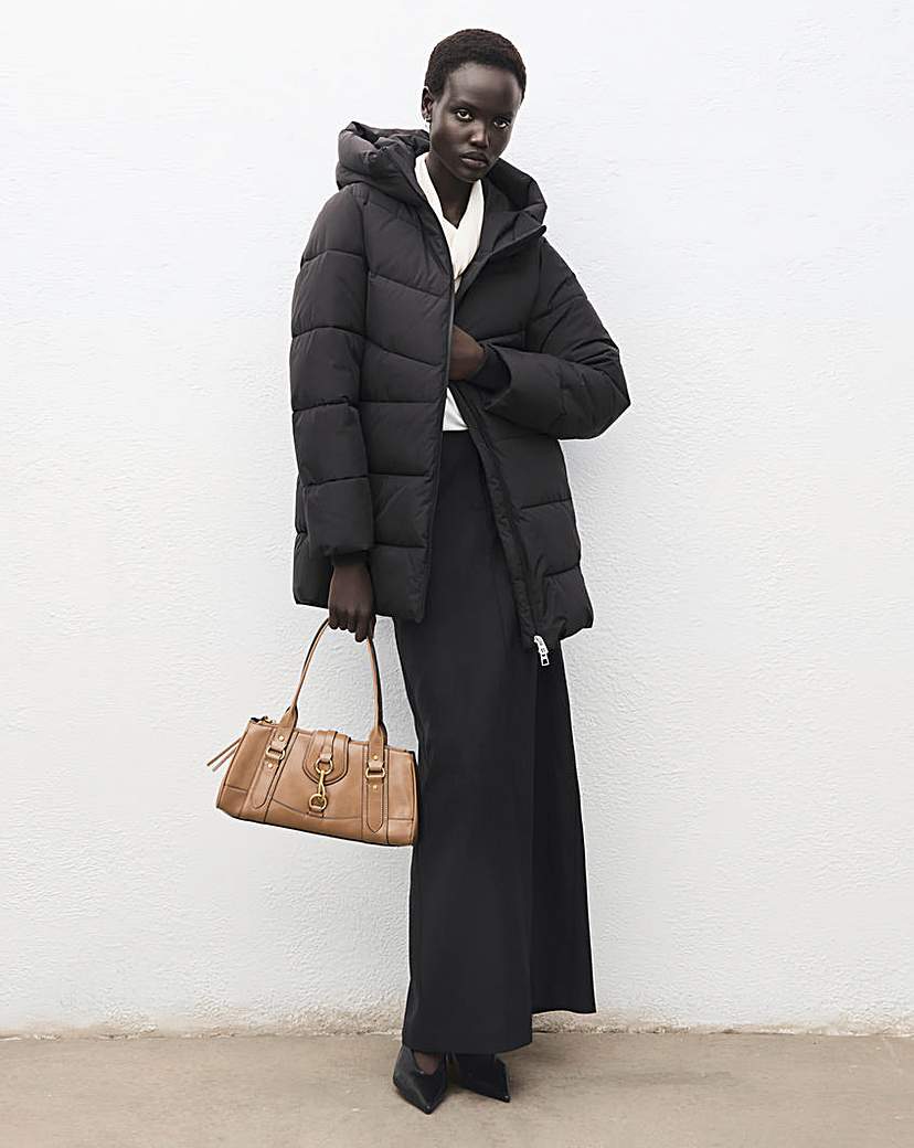 Mango Double Zip Hooded Puffer Coat
