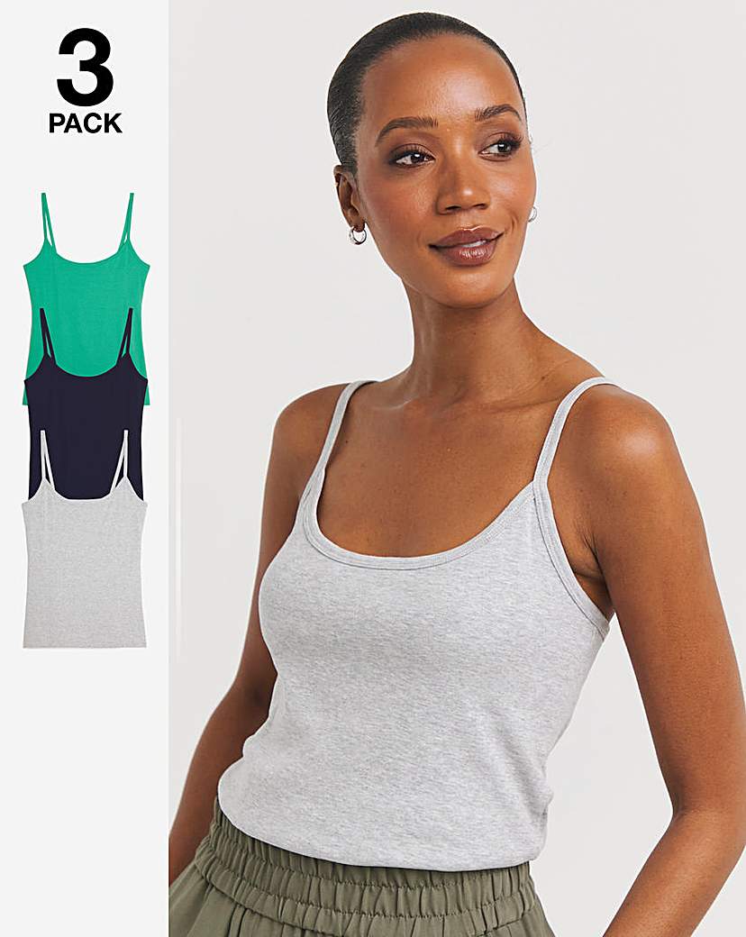 Green Grey & Navy 3 Pack Cami Vest