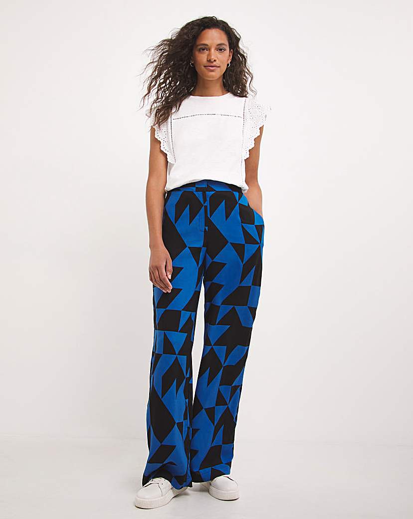 Printed Spun Wide Leg Trouser