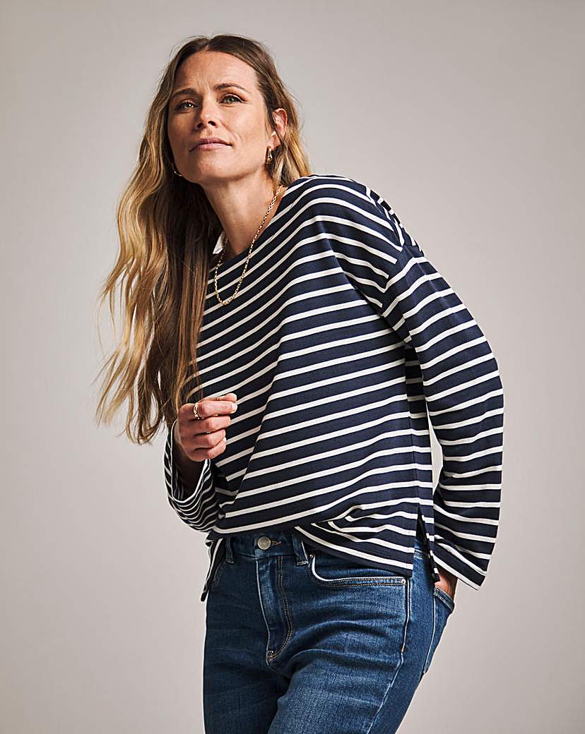 Anthology Navy & White Cotton Modal Top