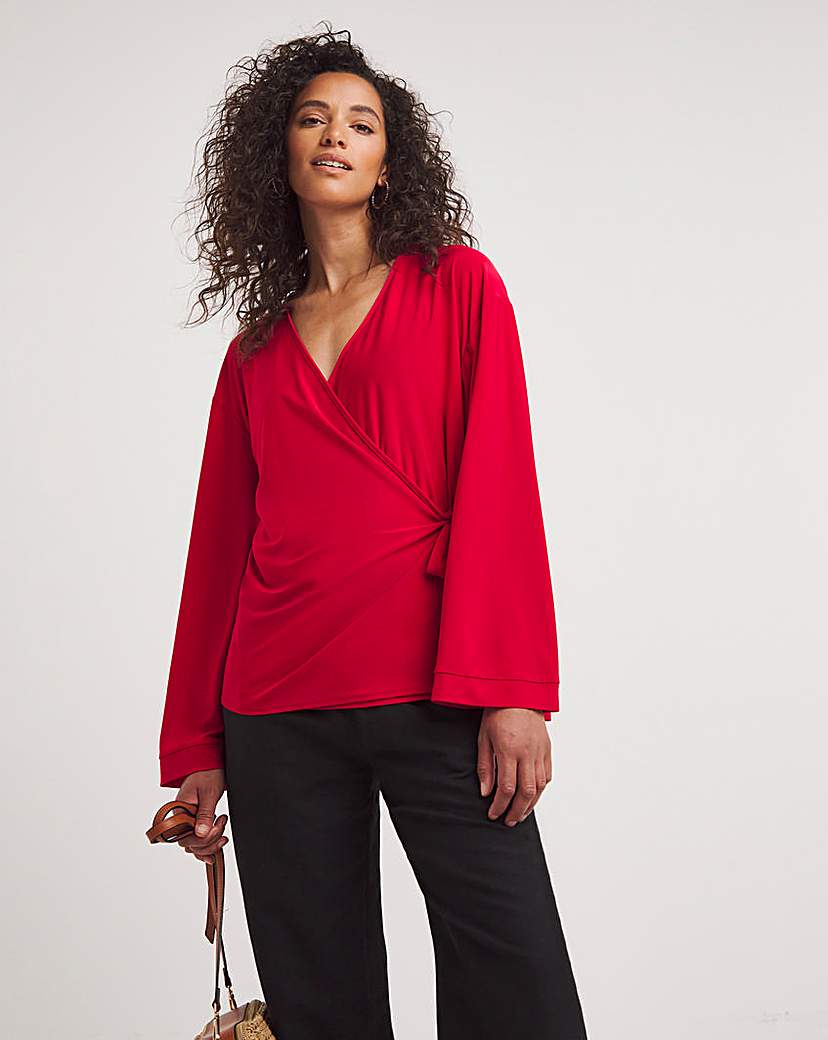 Flared Sleeve Wrap Top