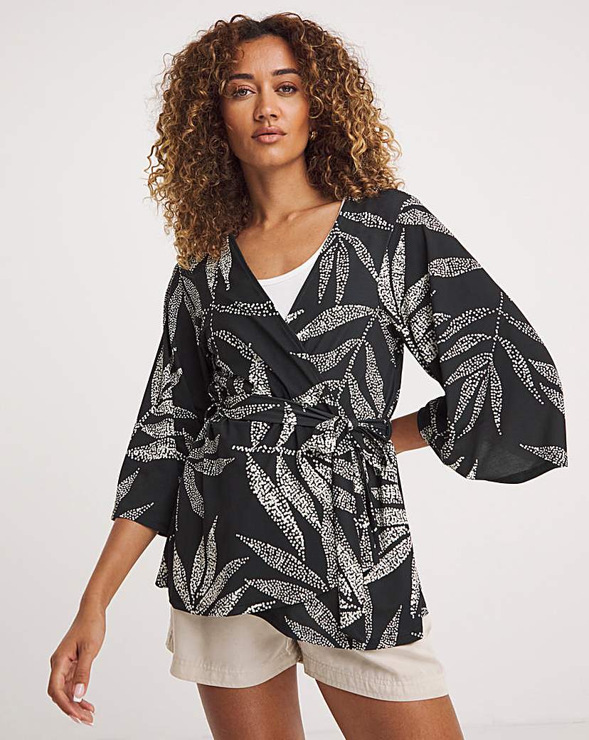 Jersey Kimono Tie Waist Top