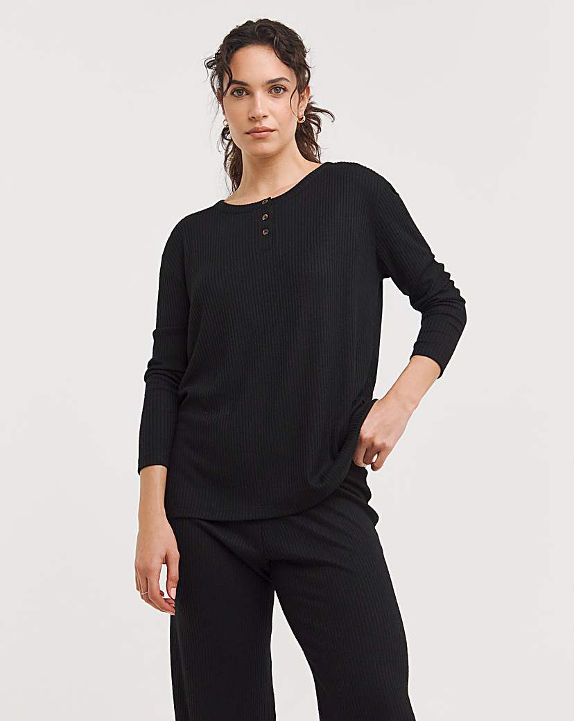 Soft Touch Ribbed Button Top