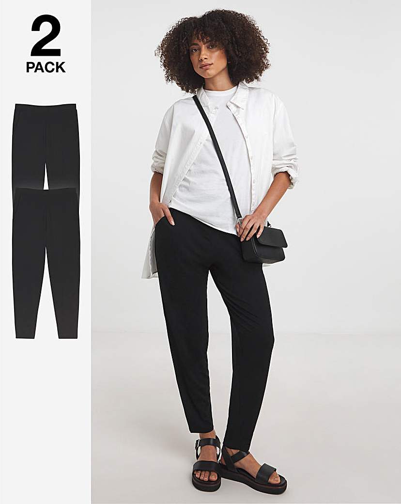 2 Pack Pull On Tapered Trousers