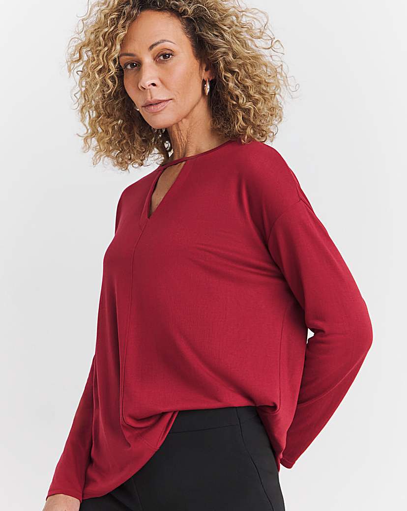 Cut Out Neck Long Sleeve Top