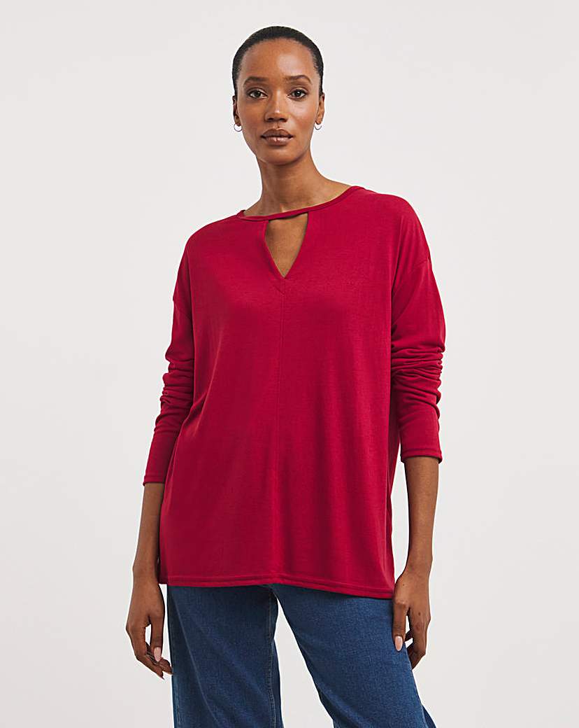 Cut Out Neck Long Sleeve Top