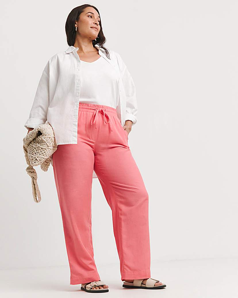 Coral Linen Mix Wide Leg Trousers